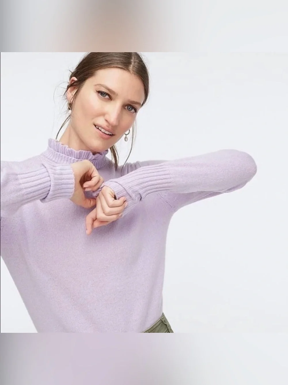 J Crew light purple ruffle neck sweater size xs